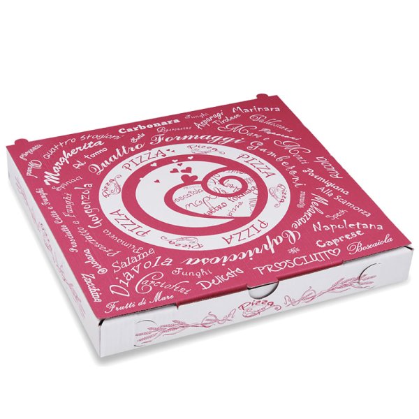 100 Stk. Pizzakarton Motiv "Pizzabelag" 24x24x3 cm Pizzaschachtel Pizzabox